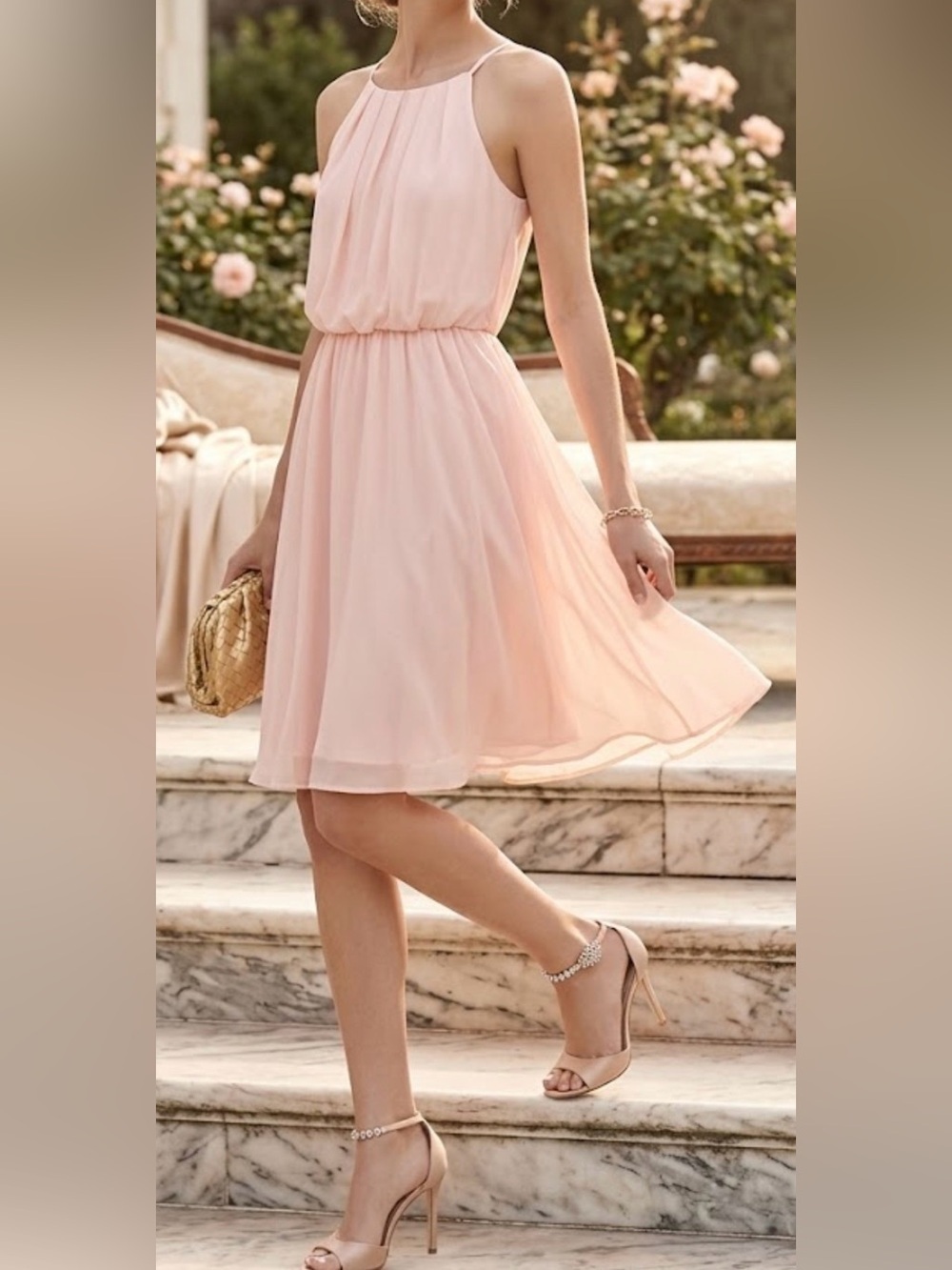 miami Soft Pink Chiffon Mini Dress